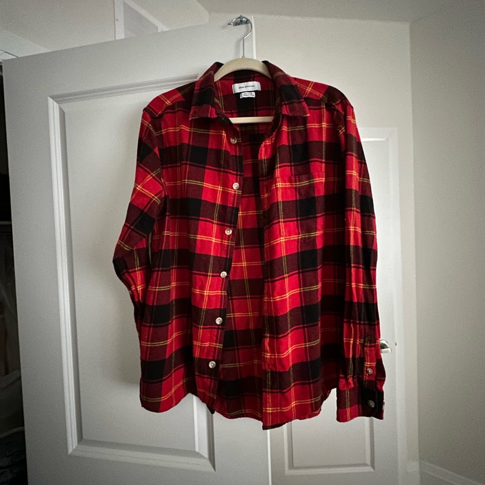 Urban Outfitters Red and Black Plaid Button-Down Shirt